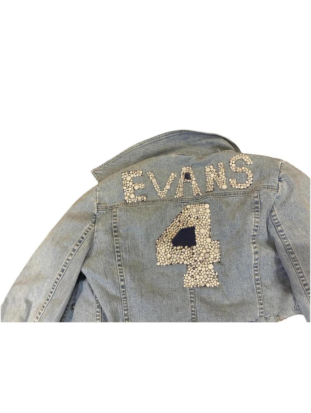 Cropped Women’s jacket 4 light wash cut off raw hem Game Day Custom